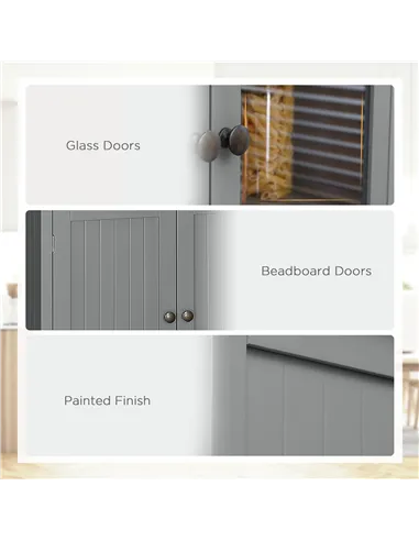 HOMCOM 180cm Tall Kitchen Pantry Cupboard, Freestanding Storage Cabinet with 5 Tier, Adjustable Shelves,  Drawer, Grey