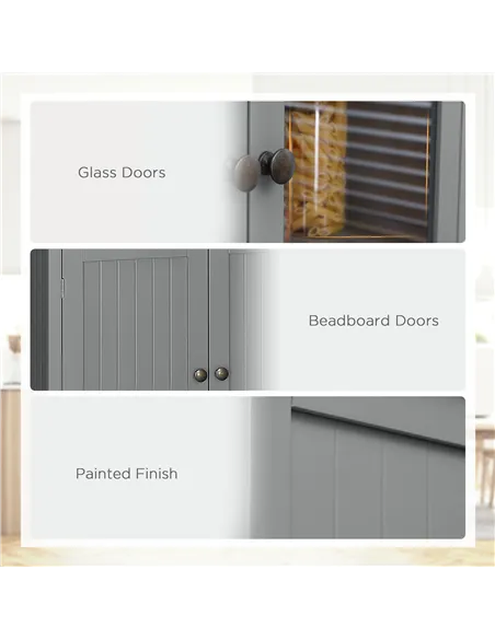 HOMCOM 180cm Tall Kitchen Pantry Cupboard, Freestanding Storage Cabinet with 5 Tier, Adjustable Shelves,  Drawer, Grey