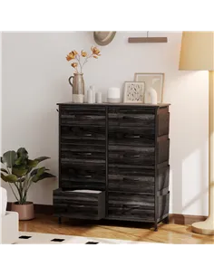 HOMCOM Chest of Ten Fabric Drawers - Black 2