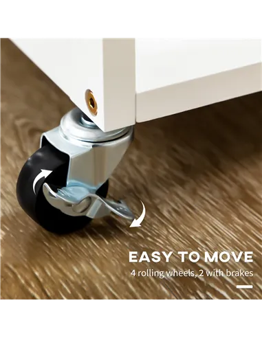 HOMCOM Kitchen Island Set with 2 Stools, Bamboo Breakfast Cart with Drop Leaf Top, Drawers and Towel Rack, Rolling Kitchen Cart 