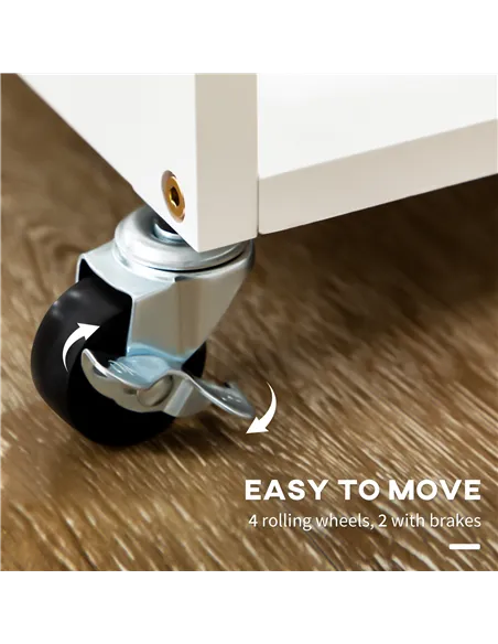 HOMCOM Kitchen Island Set with 2 Stools, Bamboo Breakfast Cart with Drop Leaf Top, Drawers and Towel Rack, Rolling Kitchen Cart 