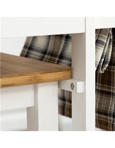 HOMCOM Kitchen Island Set with 2 Stools, Bamboo Breakfast Cart with Drop Leaf Top, Drawers and Towel Rack, Rolling Kitchen Cart 