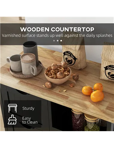 HOMCOM Rolling Kitchen Island Cart, Bar Serving Cart, Compact Trolley on Wheels with Wood Top, Shelves & Drawers for Home Dining