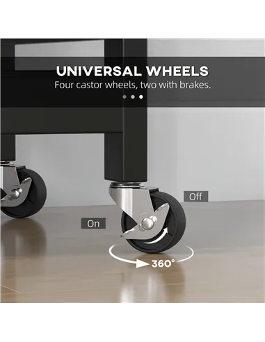 HOMCOM Rolling Kitchen Island Cart, Bar Serving Cart, Compact Trolley on Wheels with Wood Top, Shelves & Drawers for Home Dining