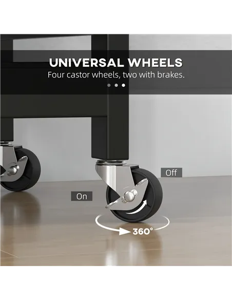 HOMCOM Rolling Kitchen Island Cart, Bar Serving Cart, Compact Trolley on Wheels with Wood Top, Shelves & Drawers for Home Dining
