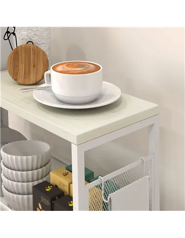 HOMCOM 3-Tier Kitchen Cart with 3 Steel Wire Baskets - White