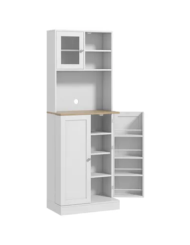 HOMCOM Two-Part Kitchen Storage Cabinet - White