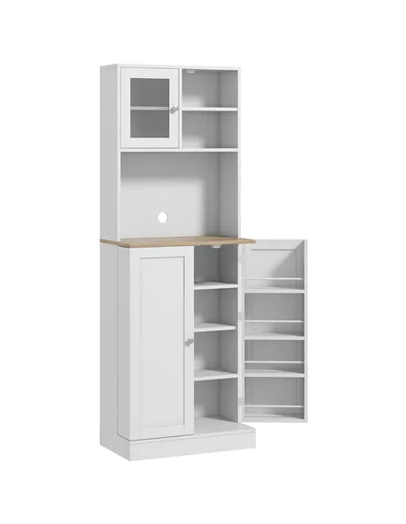HOMCOM Two-Part Kitchen Storage Cabinet - White
