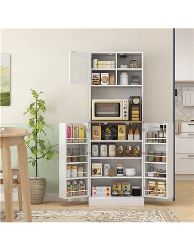 HOMCOM Two-Part Kitchen Storage Cabinet - White