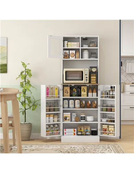 HOMCOM Two-Part Kitchen Storage Cabinet - White