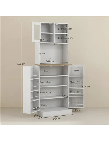 HOMCOM Two-Part Kitchen Storage Cabinet - White