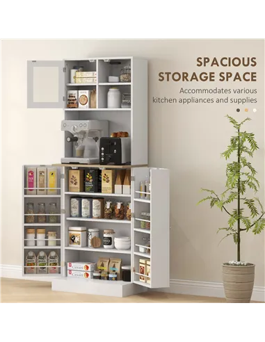 HOMCOM Two-Part Kitchen Storage Cabinet - White