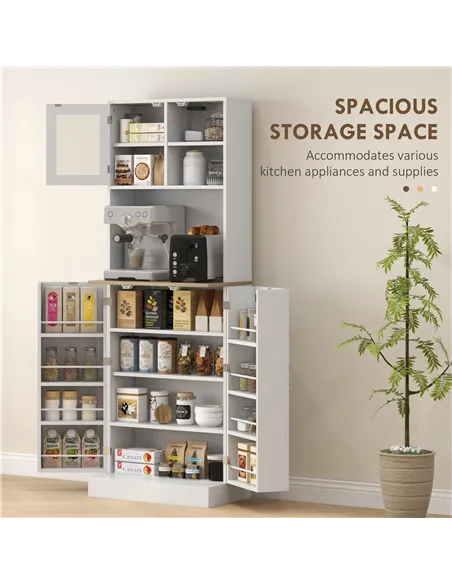 HOMCOM Two-Part Kitchen Storage Cabinet - White