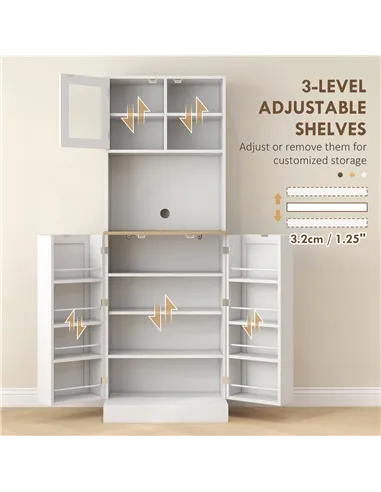 HOMCOM Two-Part Kitchen Storage Cabinet - White