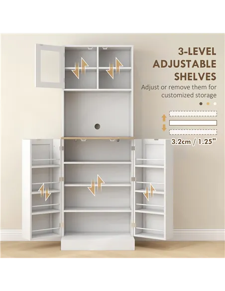 HOMCOM Two-Part Kitchen Storage Cabinet - White