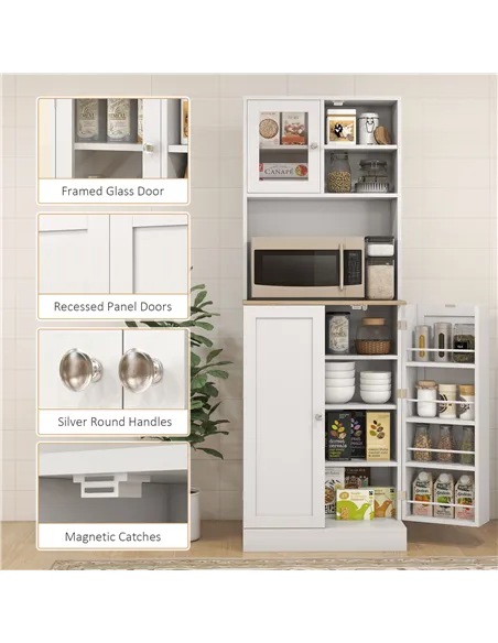 HOMCOM Two-Part Kitchen Storage Cabinet - White