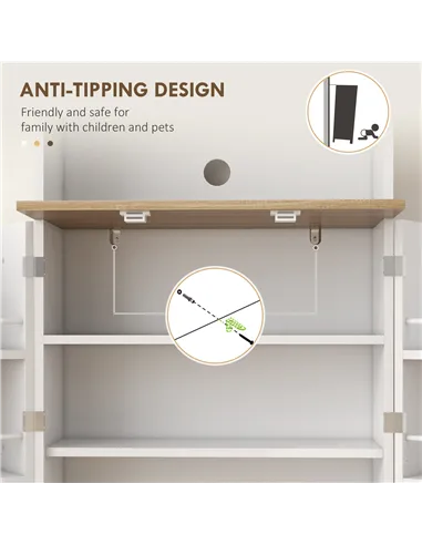 HOMCOM Two-Part Kitchen Storage Cabinet - White