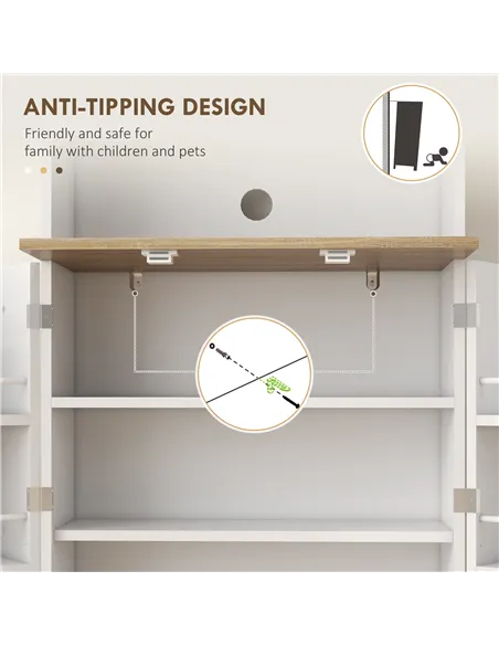HOMCOM Two-Part Kitchen Storage Cabinet - White