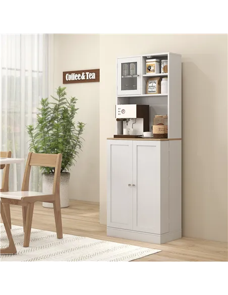 HOMCOM Two-Part Kitchen Storage Cabinet - White