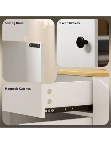 HOMCOM Rolling Kitchen Island with 3-Tier Spice Rack, Kitchen Storage Cart with Drawer and Towel Rack, White