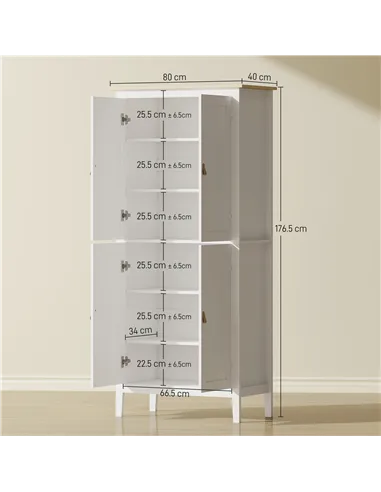 HOMCOM 176.5 cm Tall Pantry Cupboard with Motion Sensor LED Light - White