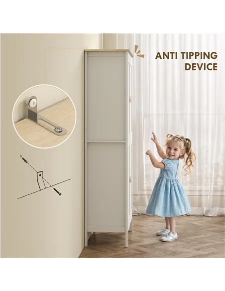 HOMCOM 176.5 cm Tall Pantry Cupboard with Motion Sensor LED Light - White