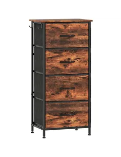 HOMCOM Chest of Four Fabric Drawers - Rustic Brown