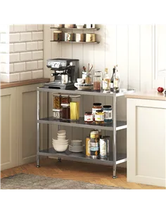 HOMCOM 3-Tier Bakers Rack with Storage, Stainless Steel Microwave Stand with Adjustable Shelves for Small Spaces, Kitchen Storag 2
