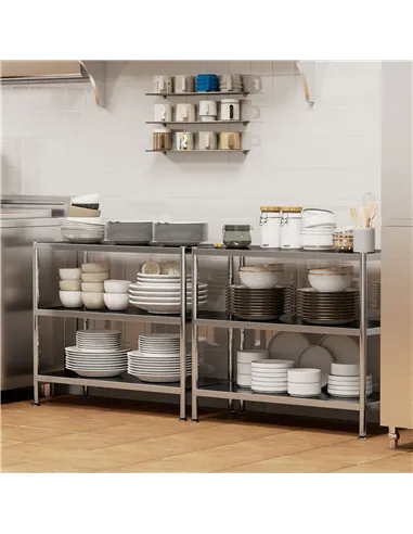 HOMCOM 3-Tier Bakers Rack with Storage, Stainless Steel Microwave Stand with Adjustable Shelves for Small Spaces, Kitchen Storag