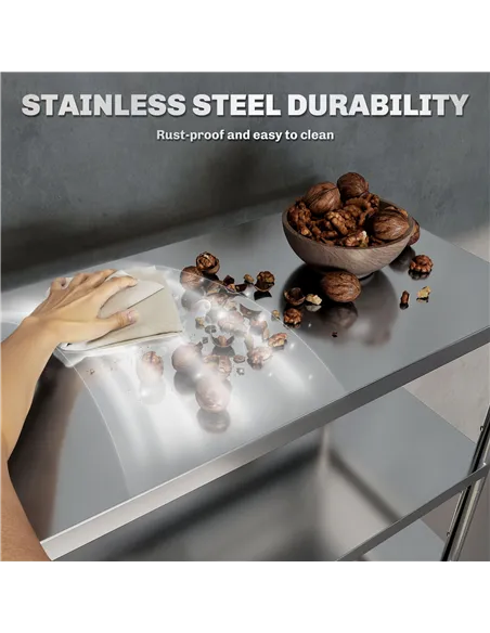 HOMCOM 4-Tier Bakers Rack with Storage, Stainless Steel Microwave Stand with Adjustable Shelves for Small Spaces, Kitchen Storag