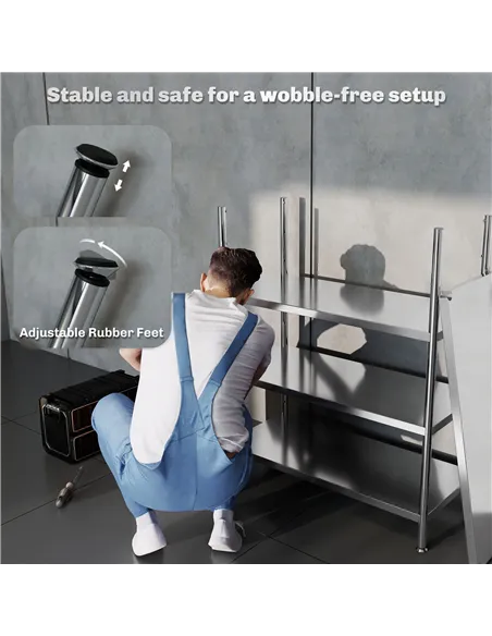 HOMCOM 4-Tier Bakers Rack with Storage, Stainless Steel Microwave Stand with Adjustable Shelves for Small Spaces, Kitchen Storag