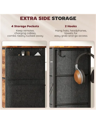 HOMCOM Chest of Four Fabric Drawers - Rustic Brown