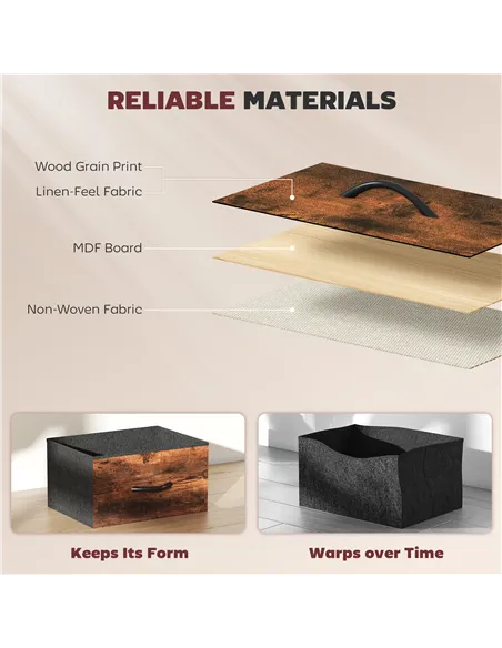 HOMCOM Chest of Four Fabric Drawers - Rustic Brown