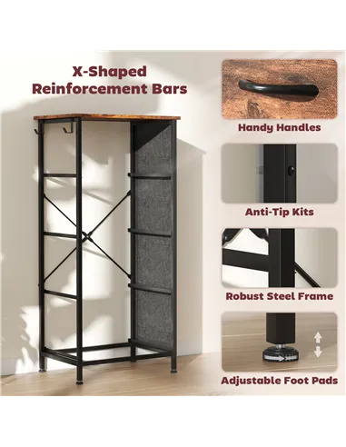 HOMCOM Chest of Four Fabric Drawers - Rustic Brown