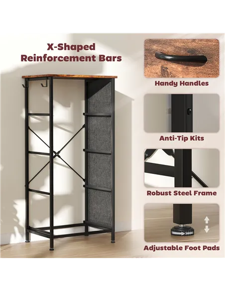 HOMCOM Chest of Four Fabric Drawers - Rustic Brown