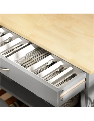 HOMCOM Modern Kitchen Trolley, Rolling Island Storage Cart with Drawer, 9-bottle Wine Rack, Door Cabinets, Wooden Countertop, Gr