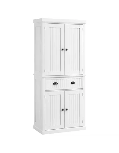 HOMCOM Kitchen Storage Cabinet with Drawer and Adjustable Shelves - White