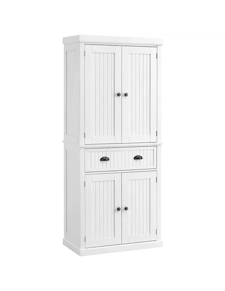HOMCOM Kitchen Storage Cabinet with Drawer and Adjustable Shelves - White