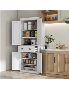 HOMCOM Kitchen Storage Cabinet with Drawer and Adjustable Shelves - White 2