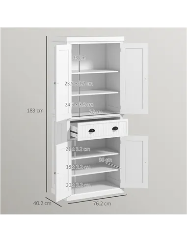 HOMCOM Kitchen Storage Cabinet with Drawer and Adjustable Shelves - White