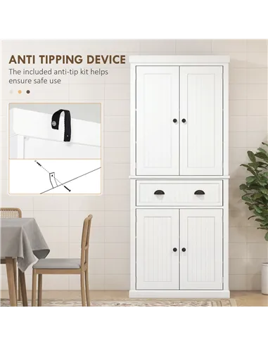 HOMCOM Kitchen Storage Cabinet with Drawer and Adjustable Shelves - White