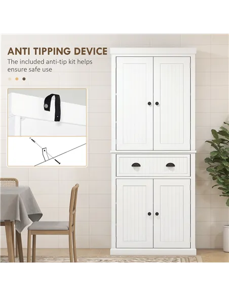 HOMCOM Kitchen Storage Cabinet with Drawer and Adjustable Shelves - White