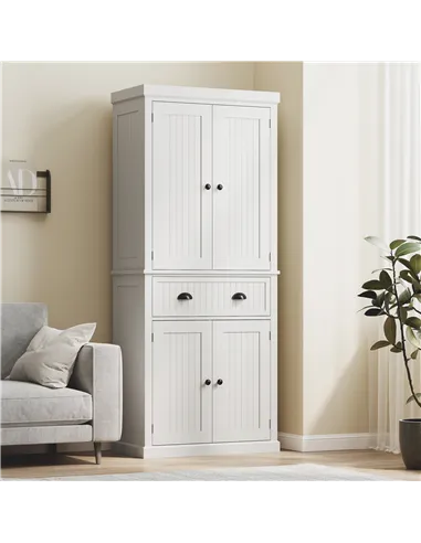 HOMCOM Kitchen Storage Cabinet with Drawer and Adjustable Shelves - White