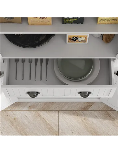 HOMCOM Kitchen Storage Cabinet with Drawer and Adjustable Shelves - White