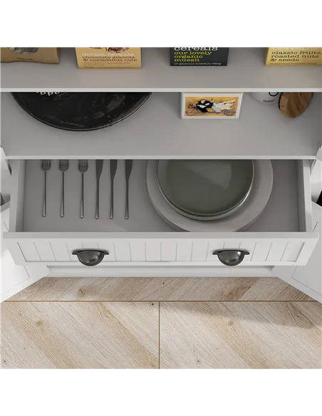 HOMCOM Kitchen Storage Cabinet with Drawer and Adjustable Shelves - White