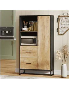 HOMCOM Tall Kitchen Cupboard, Freestanding Kitchen Pantry Cabinet with Adjustable Shelves, Drawers and Soft Close Door, 160cm 2