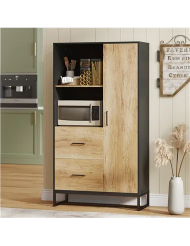 HOMCOM Tall Kitchen Cupboard, Freestanding Kitchen Pantry Cabinet with Adjustable Shelves, Drawers and Soft Close Door, 160cm