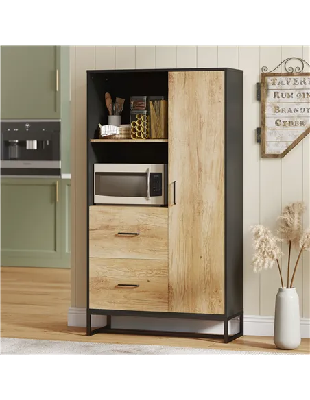 HOMCOM Tall Kitchen Cupboard, Freestanding Kitchen Pantry Cabinet with Adjustable Shelves, Drawers and Soft Close Door, 160cm