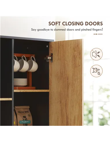 HOMCOM Tall Kitchen Cupboard, Freestanding Kitchen Pantry Cabinet with Adjustable Shelves, Drawers and Soft Close Door, 160cm