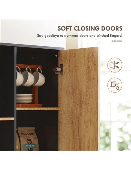 HOMCOM Tall Kitchen Cupboard, Freestanding Kitchen Pantry Cabinet with Adjustable Shelves, Drawers and Soft Close Door, 160cm